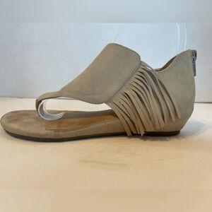 Adam Tucker By Me Too Tan Leather Fringe Boho Sandals Size 6 1/2 M